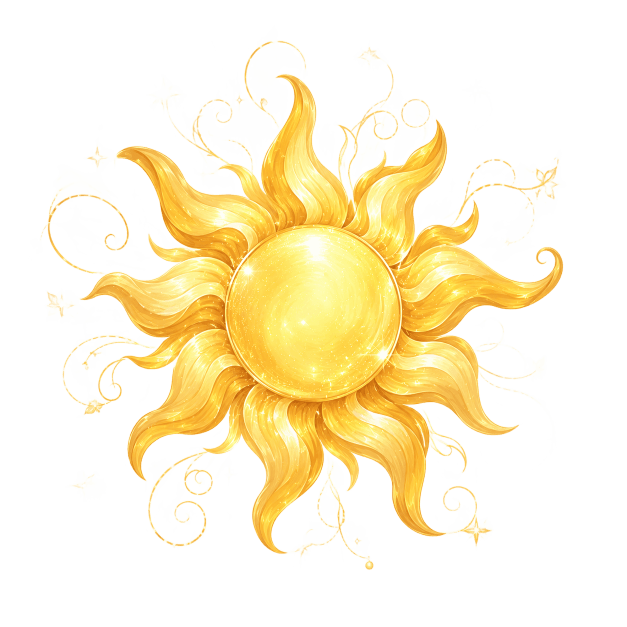 Emblème solaire doré illustré